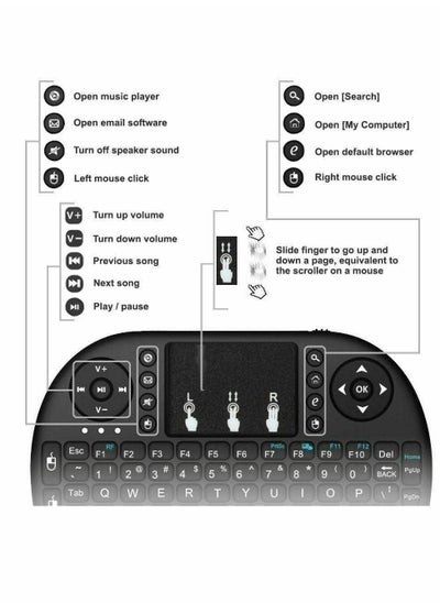 Buy Wireless Mini Keyboard Remote Control Touchpad Mouse Combo Controller with RGB Backlit for Smart TV Android TV Box PC IPTTV 2.4GHz in Saudi Arabia