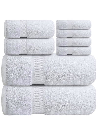 Buy Kingston Premium Quality High Absorbent Bath Towel Set 2 Bath Towels 2 Hand Towels And 4 Wash Cloths Combo Pack of 8 White in UAE