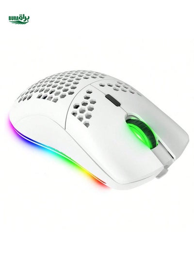 اشتري الهجوم على Shark Attack Shark RGB Mouse Wireless Gaming Mouse ، قذيفة قرص العسل الخفيفة للغاية ، شحن لاسلكي 2.4 جرام ، إضاءة RGB الطيف الخلفي ، 7 أزرار ، 3200 دبي ، التصميم المريح للكمبيوتر الشخصي و PS4 ، عمر البطارية الطويل في الامارات