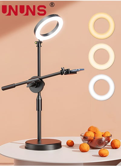 Buy Selfie Ring Light With Stand And Phone Holder,Overhead Camera Mount With 16cm Ring Lights For Phone,Circle Light With Desk Tripod Adjustable Shooting Arm For Video Recording,Live Streaming,Laptop in UAE