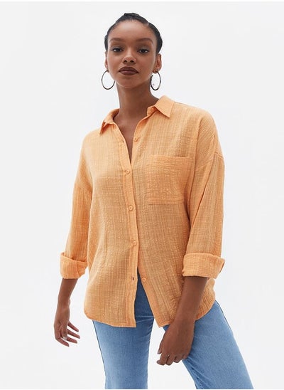 Buy Single Pocket Orange Oversize Shirt in Saudi Arabia