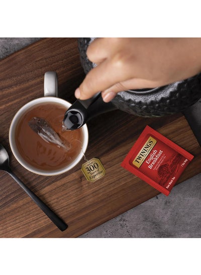 Buy Twinings English Breakfast Black Tea, 100 Individually Wrapped Tea Bags, Smooth, Flavourful, Robust, Caffeinated in UAE