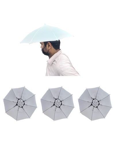 اشتري Set of 3 of Foldable Head Umbrella Hat for Outdoor Activities And Sunlight UV Protection في السعودية