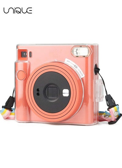 Buy Protective Clear Case for Instax Square SQ1 Instant Film Camera, Crystal Hard PC Cover for Instax Square SQ1 with Removable Rainbow Shoulder Strap in UAE