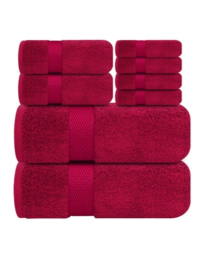 Buy Premium Red Bath Towels Set - [Pack of 8] 100% Cotton Highly Absorbent 2 Bath Towels, 2 Hand Towels and 4 Washcloths - Luxury Hotel & Spa Quality Bath Towels for Bathroom by Infinitee Xclusives in UAE