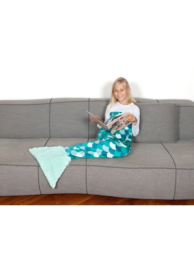 Buy Mermaid Tail Blanket | Wearable Fleece Blanket w/ Sirena Tail for Kids, Soft, Comfy, Warm, Fun, Machine Washable, for Kids and Teenagers size 135cm - Turquoise Mermaid in UAE