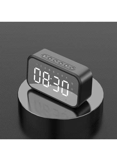 اشتري Cross-border wireless Bluetooth speaker mirror clock Alarm Clock Mini Card week temperature Radio gift small stereo JM03 black English version في الامارات