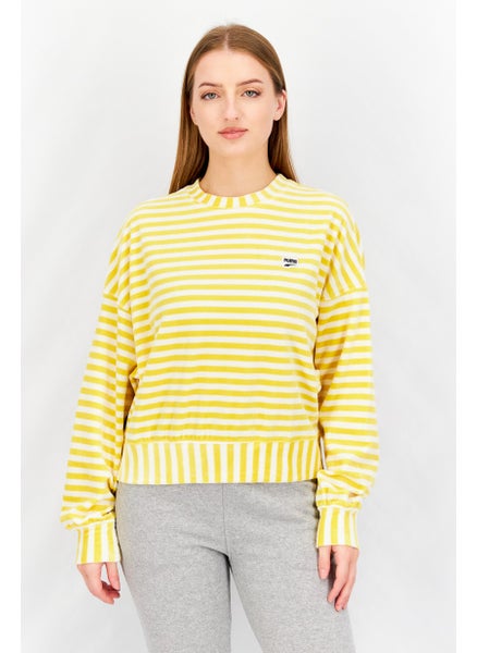 Buy Women Relaxed Fit Long Sleeve Training Sweatshirt, Yellow/White in UAE