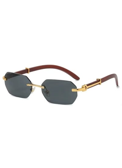 Buy Luxury Rimless Fashion Wood Sunglass for Men and Women, Trendy Iconic Eyewear UV400 in Saudi Arabia