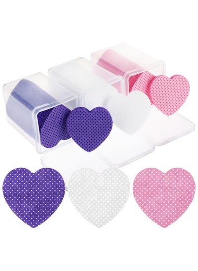 Buy 600 Pieces Lint Free Cotton Pads for Nails Lint Free Wipes Heart Shape Non-Woven Fabric Lash Glue Wipes for Eyelash Extension Supplies (White Pink Purple） in UAE