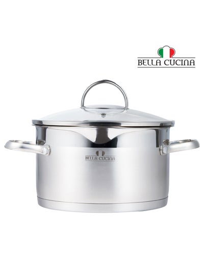 اشتري كسرولة Bella Cucina مقاس Ø20X11.5 سم S/S تعمل بالحث مع غطاء، ومتانة استثنائية ووعاء طبخ آمن وقوي في الامارات