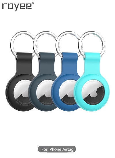 اشتري Compatible with AirTag Case Holder Silicone Key Ring/Chain Compatible with Apple AirTag GPS Item Finders Accessories 4 Pack في الامارات