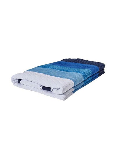 Buy Zic Zac- Bath Sheet 500 GSM 100% Cotton Velour 80X160 cm Modern Stripe Design Luxury Touch Extra Absorbent Blue in UAE