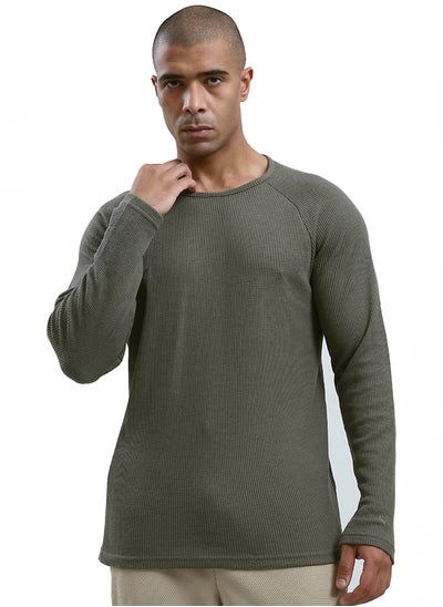 اشتري Crew Neck Long Sleeves Dark Olive Tee في مصر