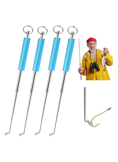 اشتري Fishing Hook Remover Portable Disgorger Fishing with Silicone Handle Stainless Steel Fishing Unhooking Disgorger Unhook Extractor Hook Detacher Disgorger Puller 4 Pieces Blue في الامارات