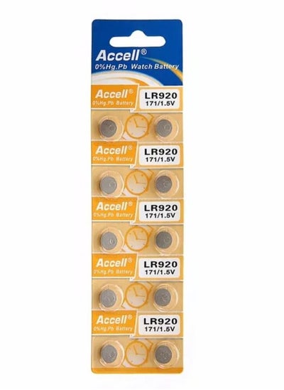 اشتري 10-Pieces Accell AG6 LR920 (171) Alkaline 1.5V Batteries في الامارات