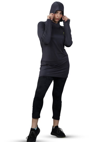 Buy Women's Modest Workout Running Hoodie, UV Sun Protection, Long Sleeves T-shirt, Lightweight Pullover Yoga Shirt in Saudi Arabia