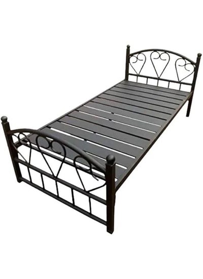 اشتري Full Heavy Duty Single Steel Bed Black 90x190Cm في الامارات