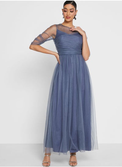 Buy Round Neck Tule Dress in UAE