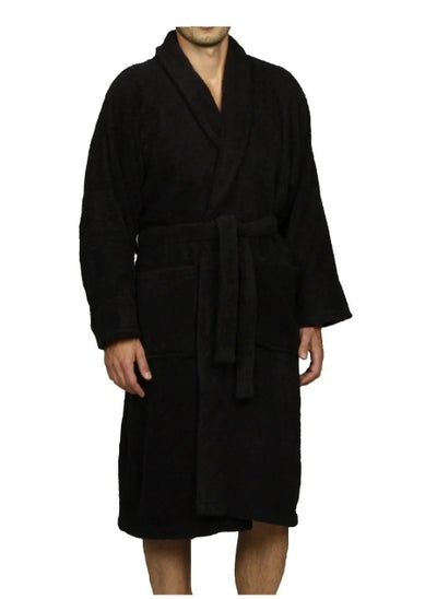 اشتري 100% Cotton Shawl Bathrobe for Women and Men, Terry Bathrobe Hotel and Spa quality, Highly Absorbent And Light Weight With Pockets- Unisex في الامارات