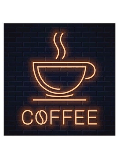 Buy Coffee By Neon Themed Wall Art Black/Yellow 30x30cm in UAE