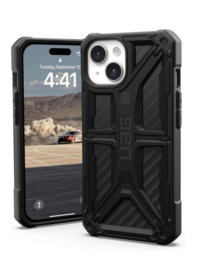 Buy Urban Armor Gear Monarch Protective Case Compatible with Apple iPhone 15 Premium Rugged Heavy Duty Shockproof Impact Resistant - Carbon Fiber in UAE