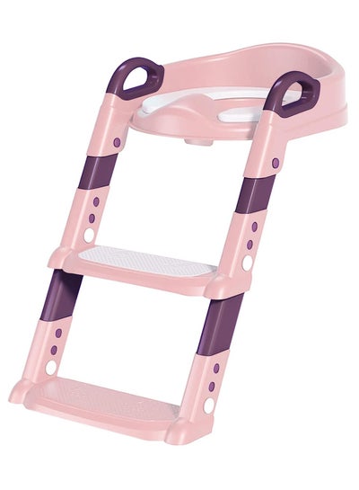 اشتري NIUYASACY Potty Training Seat, Toddler Toilet Seat with Adjustable Step Stool Ladder, Foldable Toilet Training Seat for Kids (Pink) في السعودية