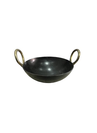 Buy Carbon Steel Wok Coarse Iron Kadai 23cm in UAE