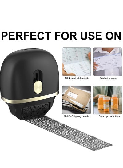 اشتري Identity Protection Roller Stamps 1 Pack - Wide Identity Theft Protection Stamp Privacy Roll Stamp Identity Theft Protection Roller for ID Blockout - Privacy Confidential and Address Blocker (Black) في الامارات