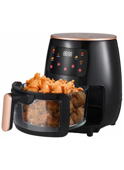 Buy Air Fryer Oven 2400W Oil Nonstick Cooker with 6 Cook Presets Borosilicate Glass Basket 6 QT Visible Cooking Window Touch Digital Controls Air Fryer for Healthy Cooking in UAE