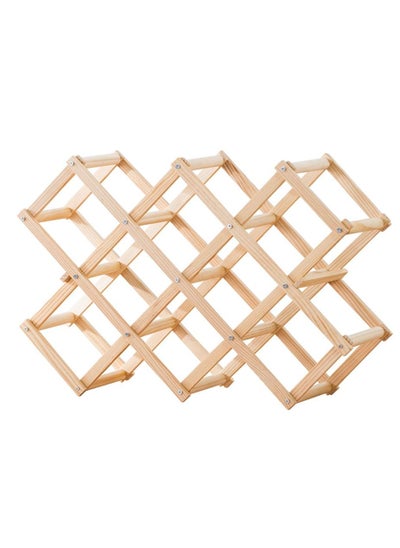 Buy Foldable Wood Wine Rack 10-Bottle Holder Storage Display Table Free Standing Wooden Racks in UAE