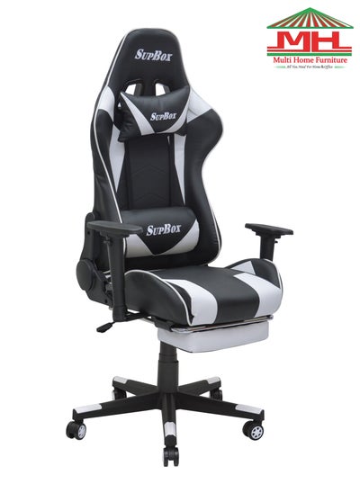 Buy MHF Gaming Chair Reclining High Back PU Leather Office Chair with Headrest and Lumbar Support, Adjustable Swivel Video Game Chair MH-FR8886-WHITE/BLACK in UAE