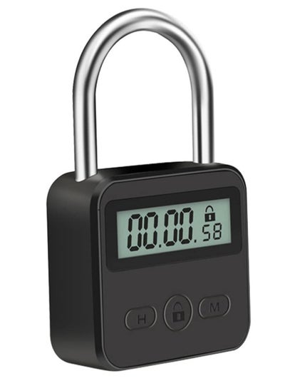 اشتري Metal Timer Lock, USB Rechargeable Timer Padlock, LCD Display Multi Function Electronic Time, 99 Hours Max Timing في السعودية