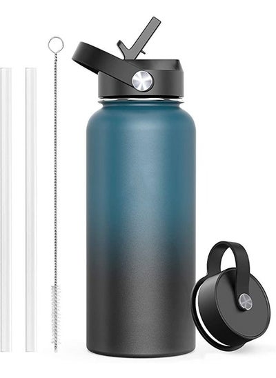 Buy 40 oz Vacuum Insulated Stainless Steel Metal Water Bottles with Straw Lid and Flex Cap 1200ml in Saudi Arabia