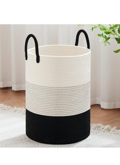 Buy Large Laundry Hamper, Tall Woven Rope Storage Basket for Blanket, Toys, Dirty Clothes in Living Room, Bathroom 38*45cm in Saudi Arabia