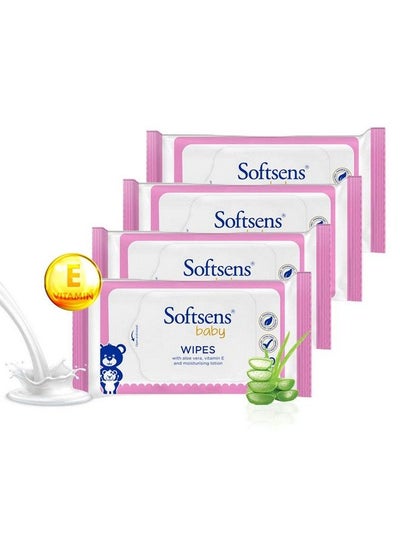 Buy Baby Gentle Cloth Wipes For Baby Skin Enriched With Aloe Vera & Vitamin E I Dermatologically Tested & Parben Free With Lid 20 Wipes (Pack Of 4) in Saudi Arabia