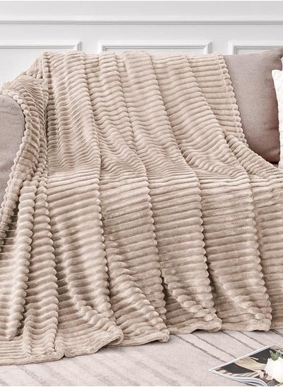 Buy Akasia Embossed Velvet Blanket 200 × 230 - Beige in Saudi Arabia