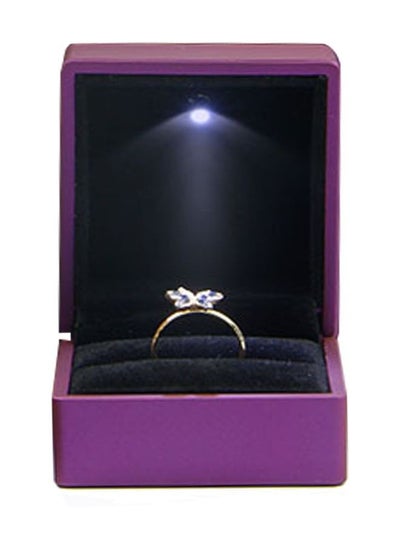 Buy Engagement Ring Box Earrings Coin Jewelry Ring Box Case with LED Lighted up, Square Gift Box Engagement Birthday Wedding Anniversary (Purple) in Saudi Arabia