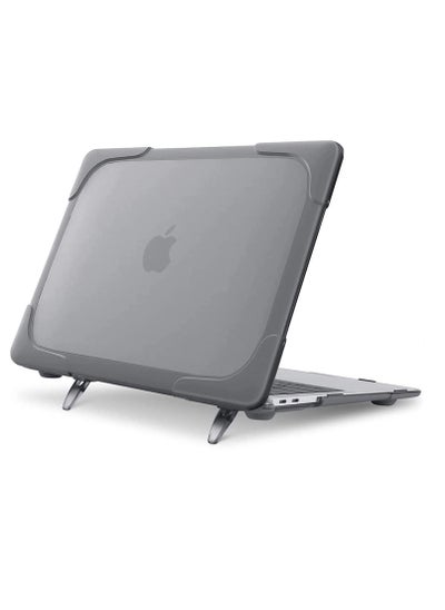 اشتري Case for MacBook Compatible with Air 13 inch Release A2337 M1 A2179 Retina, Heavy Duty Plastic Hard Shell Fold Kickstand & Matching Color Keyboard Cover, Grey في الامارات