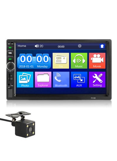 اشتري 7-inch Double Din Car Stereo Receiver 2 Din Car Radio Autoradio Touchscreen BT MP5 Player with Reversing Camera Remote Control في السعودية