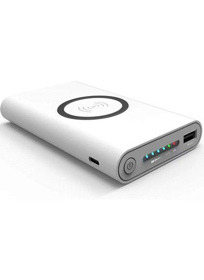 Buy Universal External Battery Including 10000mAH QI Wireless Charging Power Bank with USB  WHITE in UAE