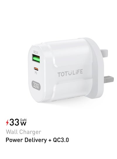 Buy PURE Series Wall Charger GaN 33W + QC - White in UAE