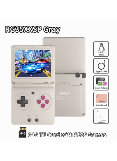 Buy RG35XXSP Retro Flip Handheld Game Console, 3.5-inch IPS Screen, Linux H700 Video Game Player, Support Streaming WIFI Bluetooth (Grey, 64G) in UAE