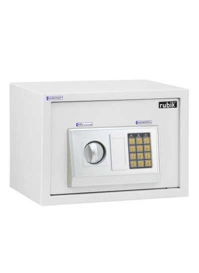 Buy Digital Safe Box with Key and Password, A4 Document Size Safety Deposit Box For Home Office Shop RB25EA (25x35x25cm) White in UAE