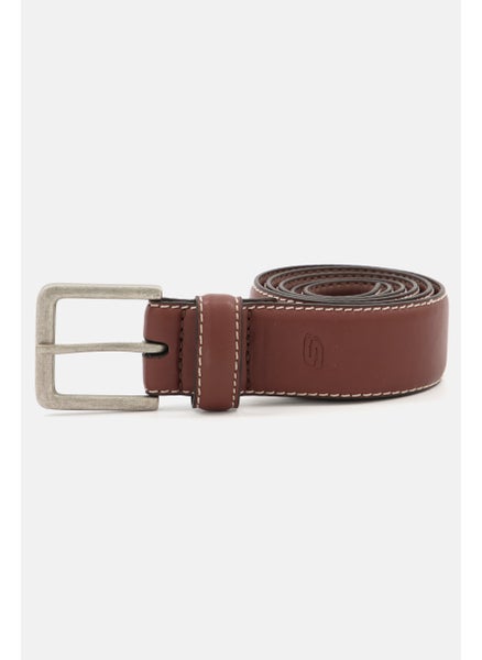 اشتري Men Contrast Stitch Leather Belts, Brown في الامارات