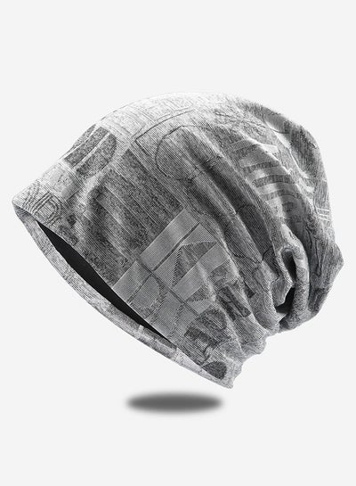 اشتري Cotton Slouchy Beanie Spring Autumn Skull Cap Hip-Hop Running Adult Dwarf Hat Breathable Chemo Cap for Men Women Grey في السعودية