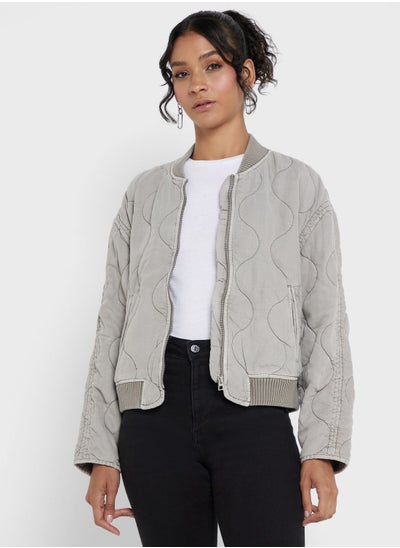 اشتري Quilted Zip Detail Jacket في الامارات