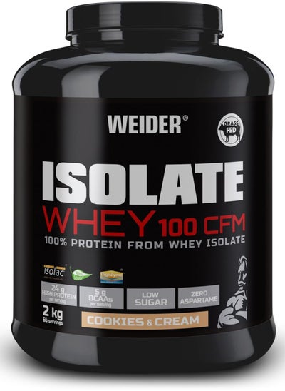 Buy Isolate Whey 100 CFM 2kg Cookie & Cream Flavour. Protein Powder with 24g Proteins and 5g BCAAs per Serving, Low Sugar, Aspartame-Free in UAE