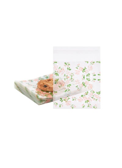 اشتري Self Adhesive Cookie Bags, Plastic Clear Treat Bags Sealable Candy Bags for Packaging Candy Cookies Bakery Party Favor Gift Giving, Small Bags for Cookies, Sweets, Jewelry (Floral Rose, 3.9 x 3.9") في السعودية