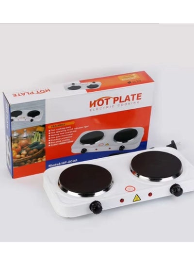 Buy Electric cooker 2 burners Electric coil burner, iron body with spray paint Durable spiral heating element Cast iron hot plate Color: White in Egypt